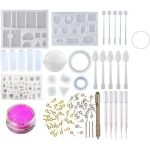 Kit Molde Silicona Resina Uv Inicio Collar Llavero Aros 82pc