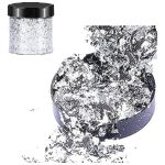 Escamas En Hoja Silver Papel Resina Epóxica Flake Uñas