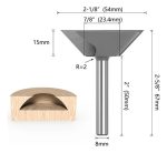 Fresa Madera Panel Ranurado Vaciado Toma 8mm X 54mm - Imagen 2