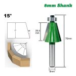 Fresa Madera Copiadora 15° Grados Bástago 8mm Alta Duresa - Imagen 2