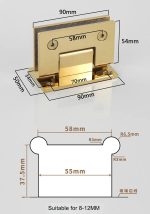 Bisagra Puerta Shower Vidrio 8 A 12m Muro.e A Vidrio 2un 90° - Imagen 5