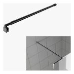 Barra Soporte Negra Para Mampara Vidrio Baño Ducha 100-120mm
