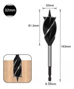 Broca Madera Bigas Helicoidal Vástago Taladro 1pcs 32mm - Imagen 2
