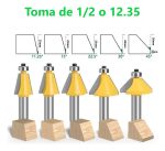 Fresa Madera Copiadora Angulo 11.25 A 45 Grados 5pcs Toma  1/2 - Imagen 2