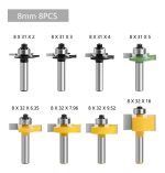 Fresa Madera T Toma 8mm Set 8 Psc Dif. Medidas - Imagen 2