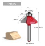 Fresa Madera Copiadora Angulo 45° Toma 1/4x1/2 Con Chaflán - Imagen 2