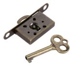 Cerradura Mueble Antigua Cajon Escritorio Plana - Imagen 3