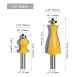 Fresa Madera Moldura Zócalo Marcos Vástago  1/2  2pcs 9.57cm - Imagen 2