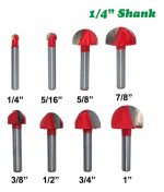 Fresa Madera Media Caña Vástago 1/4 Set 8pcs - Imagen 2