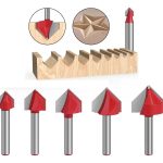 Fresa Ranura V 4un Vástago 1/4 6pcs 3/8 A 1 Pulgada